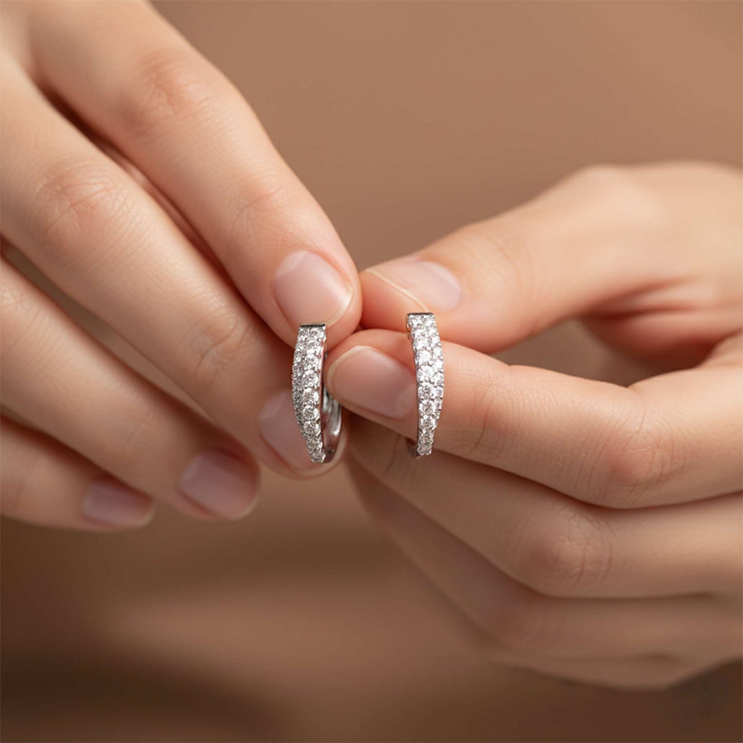 925 Sterling Silver Shining Semi-Hoop Earrings