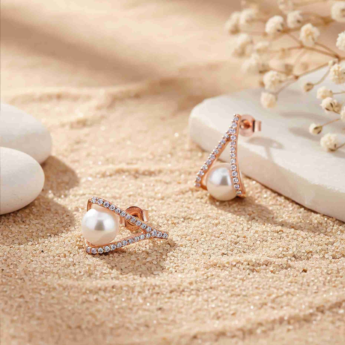 925 Sterling Silver With 14K Gold Plated Mother of Pearl Drop Earrings