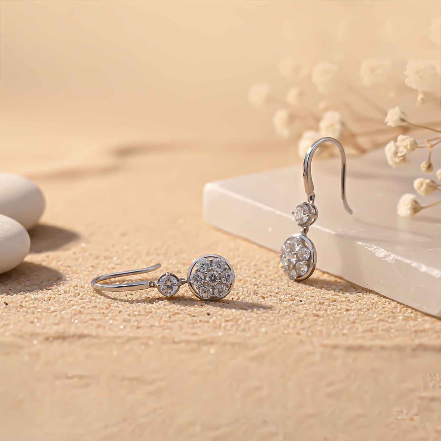 925 Sterling Silver Zircon Drizzle Drop Earrings