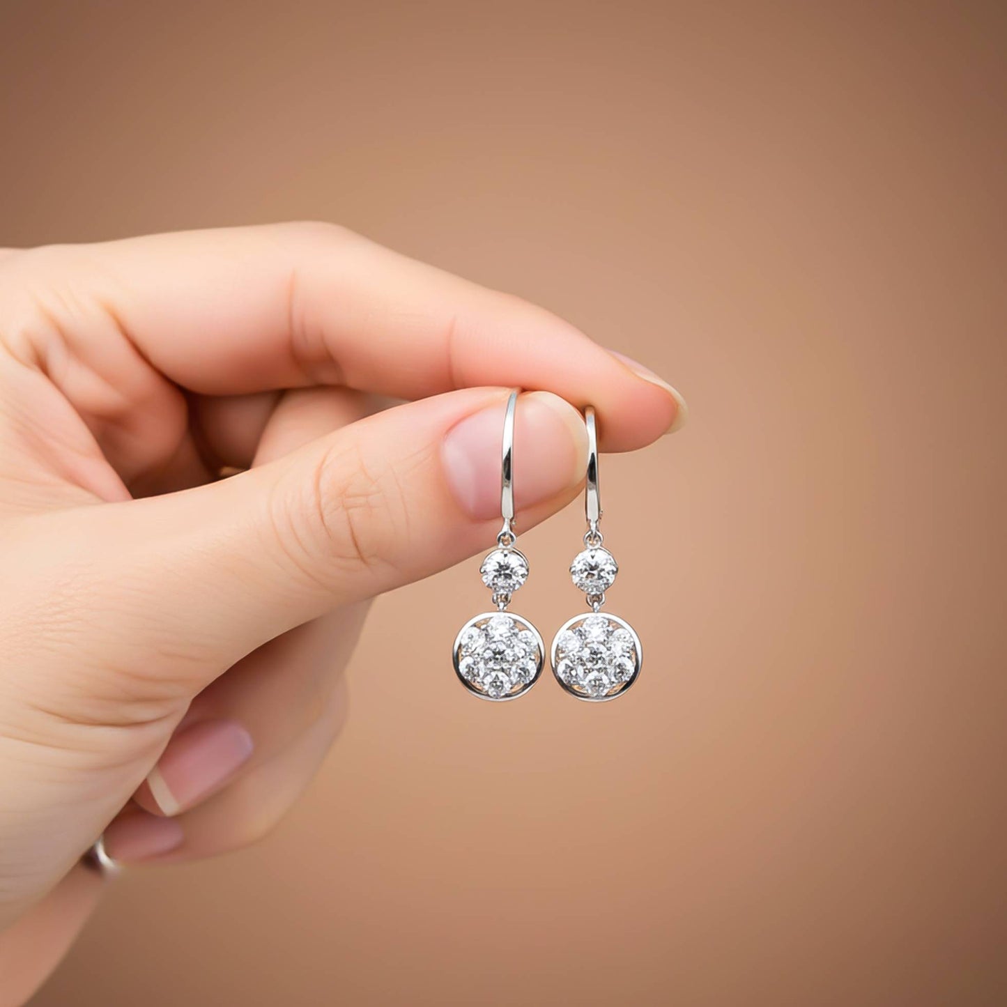 925 Sterling Silver Zircon Drizzle Drop Earrings