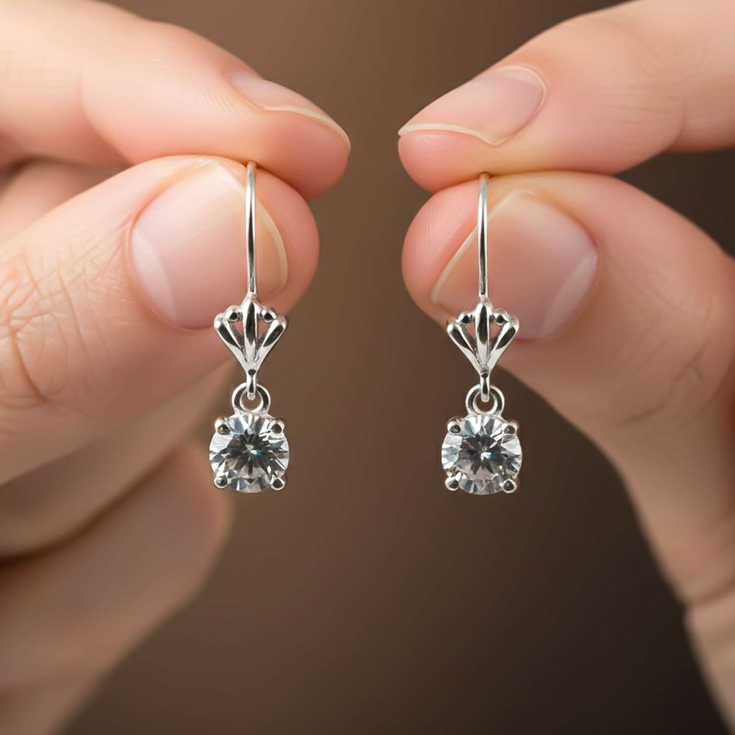 925 Sterling Silver Crown Drop Earrings