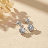925 Sterling Silver Drizzle Halo Drop Earrings Gold Vermeil (2.5 Micron)