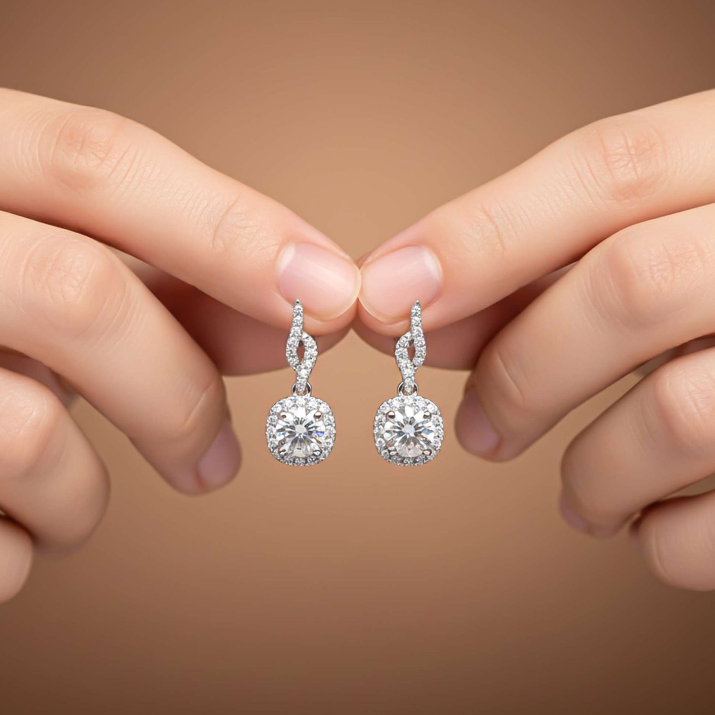 925 Sterling Silver Drizzle Halo Drop Earrings