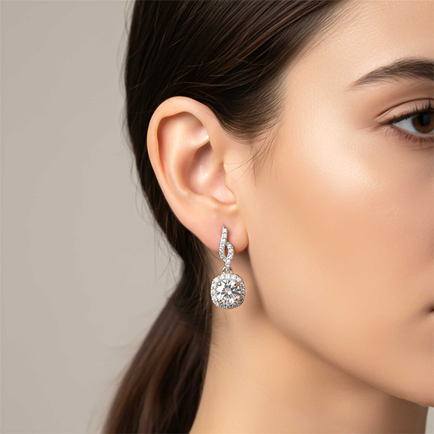 925 Sterling Silver Drizzle Halo Drop Earrings