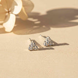 Silver Three Stoned Stud Earrings 14K Gold Gold Vermeil (2.5 Micron)