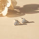 Silver Three Stoned Stud Earrings 14K Gold Gold Vermeil (2.5 Micron)