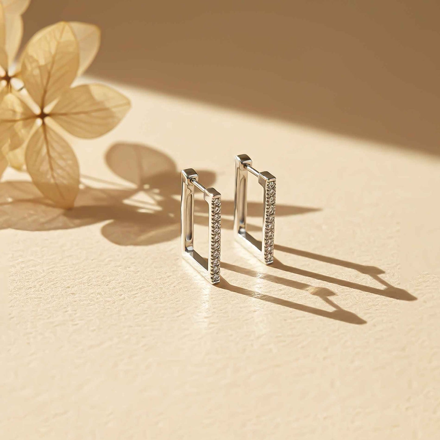 925 Sterling Silver Square Hoop Earrings