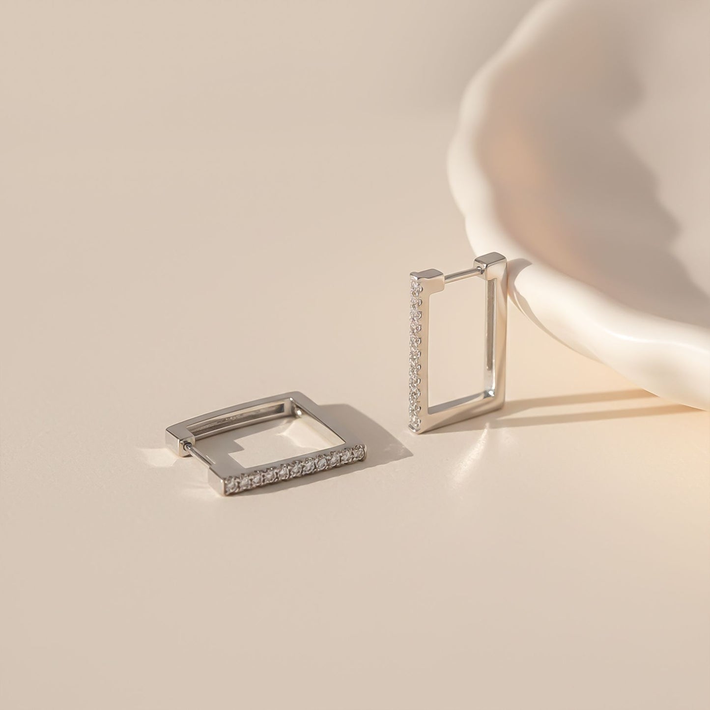 925 Sterling Silver Square Hoop Earrings