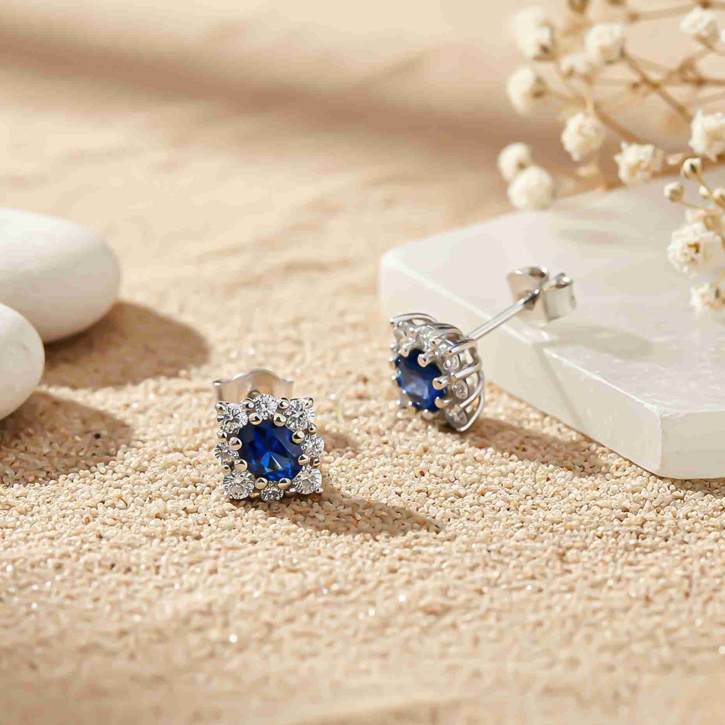 925 Sterling Silver Blue Cocktail Stud Earrings