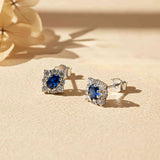 925 Sterling Silver Blue Cocktail Stud Earrings Gold Vermeil (2.5 Micron)