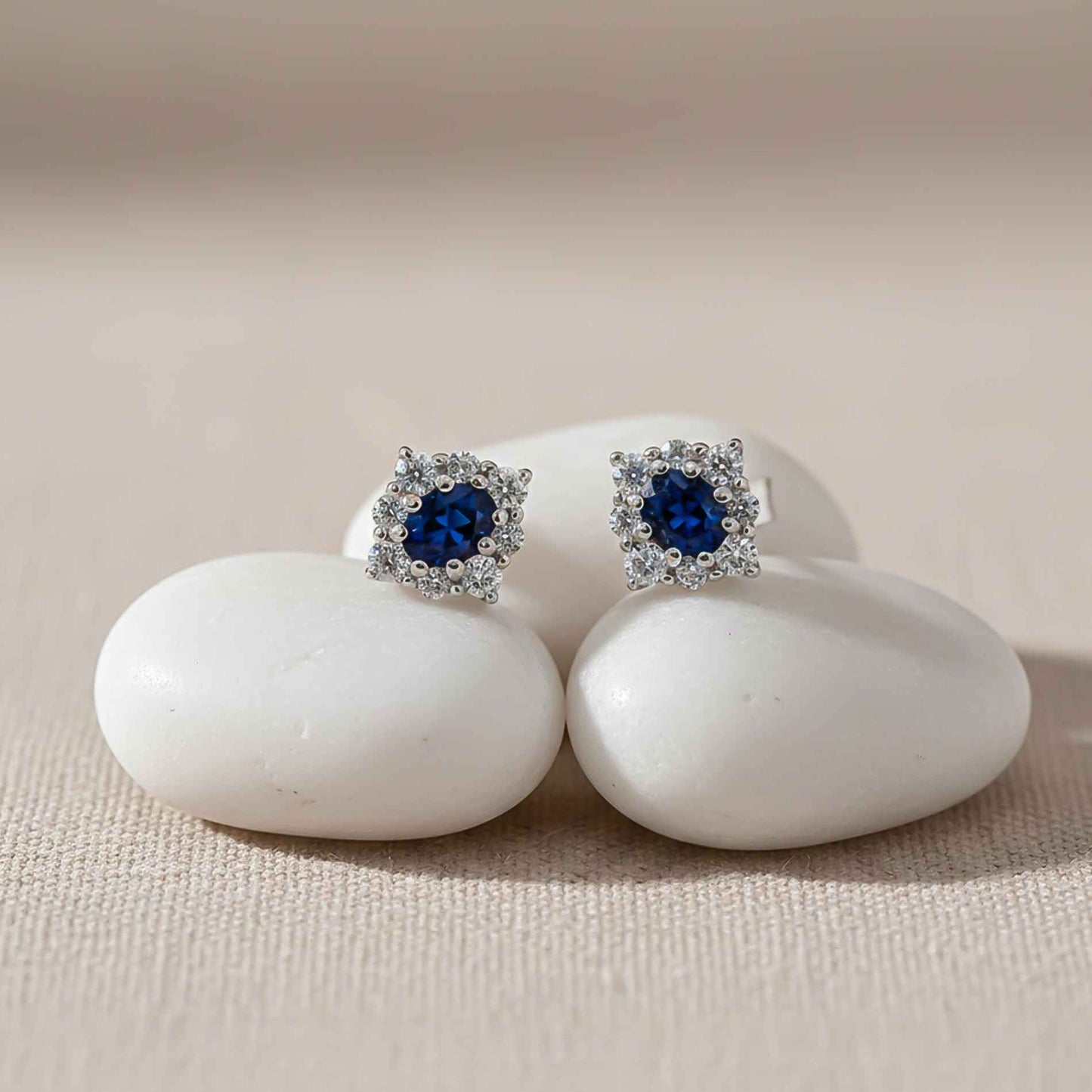 925 Sterling Silver Blue Cocktail Stud Earrings