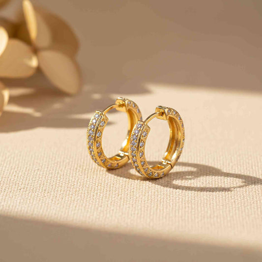 925 Sterling Silver With 14K Gold Plated Hip Hop Hoop Earrings