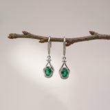 Silver Emerald Drop Earrings for Women