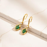 Silver Emerald Drop Earrings for Women