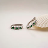 Silver Emerald Half Hoop Earrings for Women Gold Vermeil (2.5 Micron)