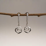 Silver CZ Spiral Drop Earrings for Women
