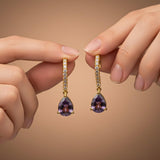 Silver Amethyst Teardrop Dangle Earrings
