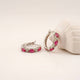 Silver Pink Ruby Half Hoop Earrings Gold Vermeil (2.5 Micron)