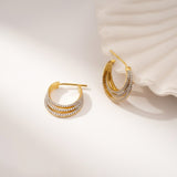 Silver Multi-Layer CZ Hoop Earrings for Women Gold Vermeil (2.5 Micron)