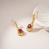 Silver Red Ruby Vintage Drop Earrings
