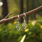 Silver CZ Double Heart Drop Earrings