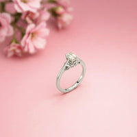 0.44Ct Moissanite Vintage Emerald Solitaire Ring