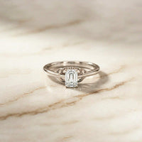 0.44Ct Moissanite Vintage Emerald Solitaire Ring