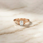 0.44Ct Moissanite Vintage Emerald Solitaire Ring