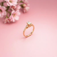 0.44Ct Moissanite Vintage Emerald Solitaire Ring