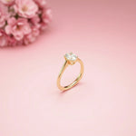 0.78Ct Moissanite Twist Band Oval Solitaire Ring