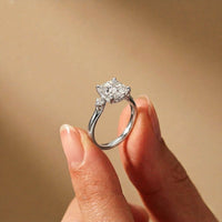 2.58Ct Moissanite Asscher Cut Three Stone Ring