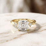 2.58Ct Moissanite Asscher Cut Three Stone Ring