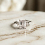 2.23Ct Moissanite Emerald Cut Three Stone Ring