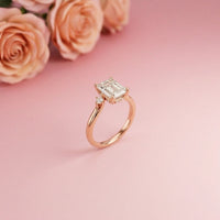 2.23Ct Moissanite Emerald Cut Three Stone Ring