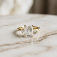 2.23Ct Moissanite Emerald Cut Three Stone Ring