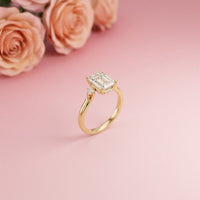 2.23Ct Moissanite Emerald Cut Three Stone Ring