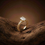 2.19Ct Moissanite Vintage Radiant Cut Milgrain Ring