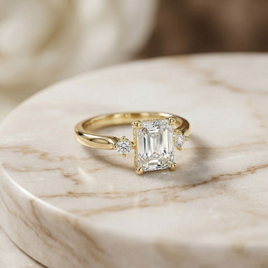 2.13Ct Moissanite Radiant Cut Three-Stone Ring