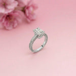 2.29Ct Moissanite Emerald Cut Vintage Pavé Ring