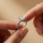 2.29Ct Moissanite Emerald Cut Vintage Pavé Ring