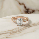 2.29Ct Moissanite Emerald Cut Vintage Pavé Ring
