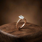2.29Ct Moissanite Emerald Cut Vintage Pavé Ring