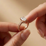 2.29Ct Moissanite Emerald Cut Vintage Pavé Ring