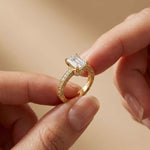 2.29Ct Moissanite Emerald Cut Vintage Pavé Ring