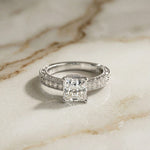 1.97Ct Moissanite Vintage Milgrain Emerald-Cut Halo Ring