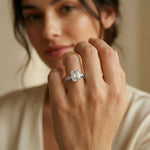 1.97Ct Moissanite Vintage Milgrain Emerald-Cut Halo Ring