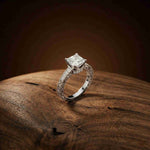 1.97Ct Moissanite Vintage Milgrain Emerald-Cut Halo Ring