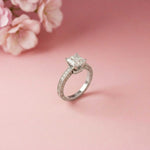 1.97Ct Moissanite Vintage Milgrain Emerald-Cut Halo Ring