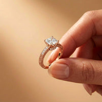 1.97Ct Moissanite Vintage Milgrain Emerald-Cut Halo Ring