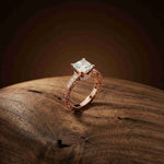 1.97Ct Moissanite Vintage Milgrain Emerald-Cut Halo Ring